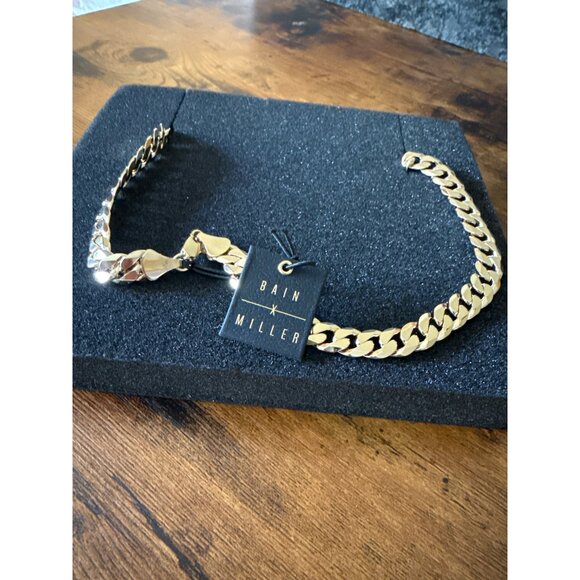 Mens 24" Gold Brass Cuban Link Necklace By Bain & Miller In Black Gift Box - Picture 3 of 10
